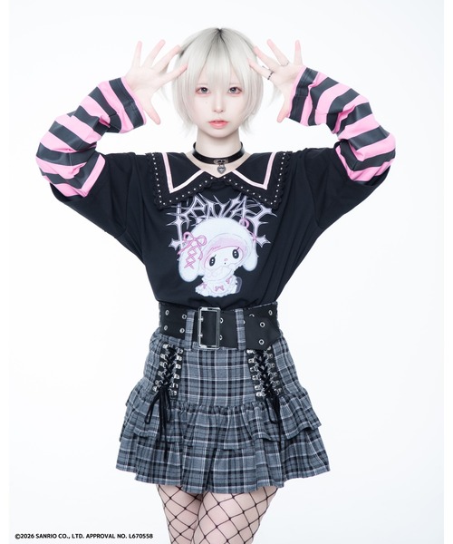 TRAVAS TOKYO(トラバス トウキョウ)の「『TRAVAS TOKYO/トラバス トーキョー』マイメロコラボレイヤードTEE(Tシャツ/カットソー・レディース・ブラック×ホワイト/ブラック×ピンク・FREE)」の22枚目の写真