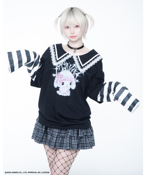 TRAVAS TOKYO(トラバス トウキョウ)の「『TRAVAS TOKYO/トラバス トーキョー』マイメロコラボレイヤードTEE(Tシャツ/カットソー・レディース・ブラック×ホワイト/ブラック×ピンク・FREE)」の15枚目の写真