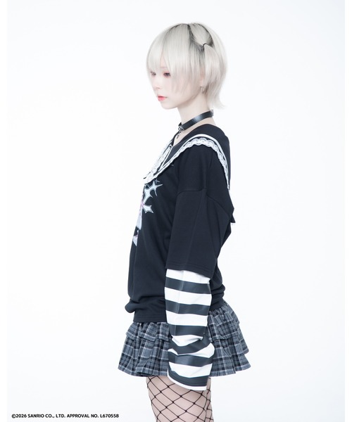 TRAVAS TOKYO(トラバス トウキョウ)の「『TRAVAS TOKYO/トラバス トーキョー』マイメロコラボレイヤードTEE(Tシャツ/カットソー・レディース・ブラック×ホワイト/ブラック×ピンク・FREE)」の16枚目の写真