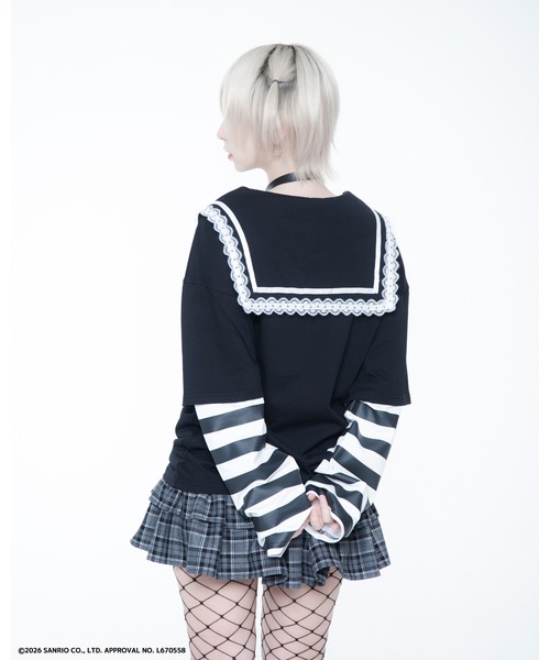 TRAVAS TOKYO(トラバス トウキョウ)の「『TRAVAS TOKYO/トラバス トーキョー』マイメロコラボレイヤードTEE(Tシャツ/カットソー・レディース・ブラック×ホワイト/ブラック×ピンク・FREE)」の18枚目の写真
