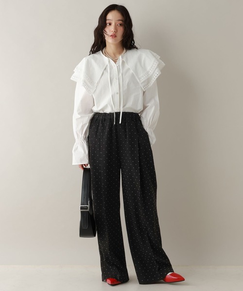 RAGEBLUE（レイジブルー）の「ドットワイドイージーパンツ（スラックス・レディース・ブラック/ネイビー・FREE）」の3枚目の写真