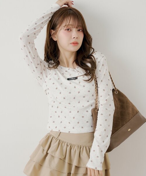Chico(チコ)の「花柄レイヤードトップス(Tシャツ/カットソー・レディース・ブルー/ブルー系その他3/ホワイト系その他3/ピンク・FREE)」の10枚目の写真