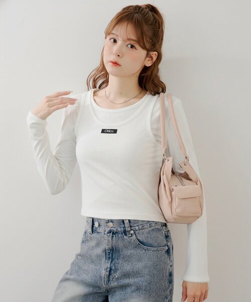 Chico(チコ)の「花柄レイヤードトップス(Tシャツ/カットソー・レディース・ブルー/ブルー系その他3/ホワイト系その他3/ピンク・FREE)」の11枚目の写真