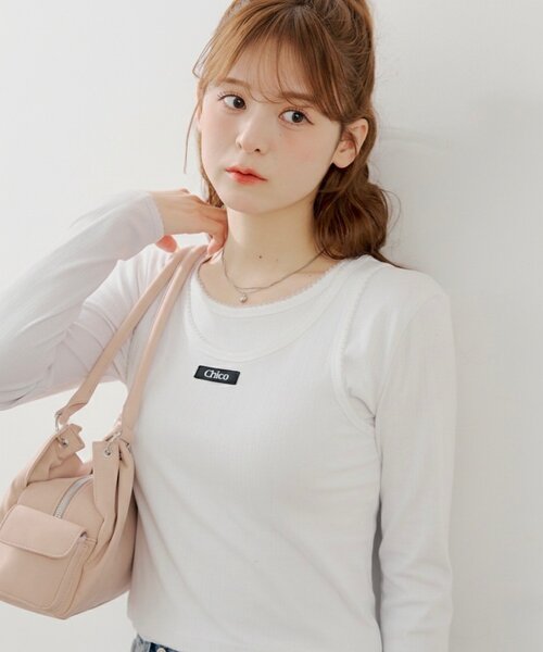 Chico(チコ)の「花柄レイヤードトップス(Tシャツ/カットソー・レディース・ブルー/ブルー系その他3/ホワイト系その他3/ピンク・FREE)」の12枚目の写真