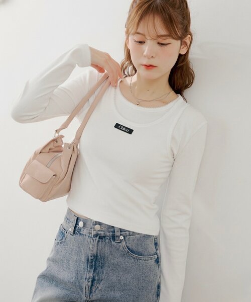 Chico(チコ)の「花柄レイヤードトップス(Tシャツ/カットソー・レディース・ブルー/ブルー系その他3/ホワイト系その他3/ピンク・FREE)」の13枚目の写真