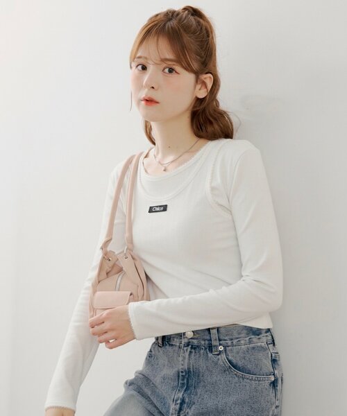 Chico(チコ)の「花柄レイヤードトップス(Tシャツ/カットソー・レディース・ブルー/ブルー系その他3/ホワイト系その他3/ピンク・FREE)」の14枚目の写真