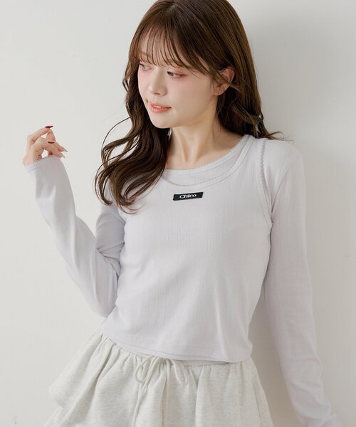 Chico(チコ)の「花柄レイヤードトップス(Tシャツ/カットソー・レディース・ブルー/ブルー系その他3/ホワイト系その他3/ピンク・FREE)」の16枚目の写真