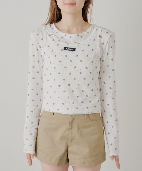 Chico(チコ)の「花柄レイヤードトップス(Tシャツ/カットソー・レディース・ブルー/ブルー系その他3/ホワイト系その他3/ピンク・FREE)」の18枚目の写真