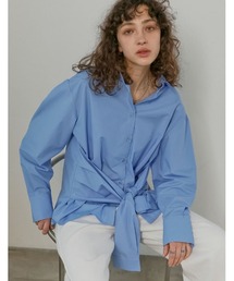 [2026S/S COLLECTION]ブロード無地＆ストライプウエスト巻きデザインシャツ