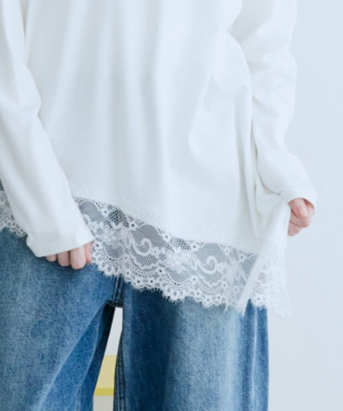 Auntie Rosa Holiday(アンティローザホリデー)の「イレギュラーヘムレースロンT(Tシャツ/カットソー・レディース・ブラック/オフホワイト・FREE)」の12枚目の写真