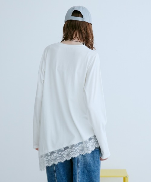Auntie Rosa Holiday(アンティローザホリデー)の「イレギュラーヘムレースロンT(Tシャツ/カットソー・レディース・ブラック/オフホワイト・FREE)」の7枚目の写真