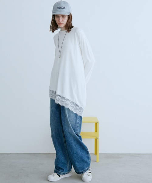 Auntie Rosa Holiday(アンティローザホリデー)の「イレギュラーヘムレースロンT(Tシャツ/カットソー・レディース・ブラック/オフホワイト・FREE)」の9枚目の写真