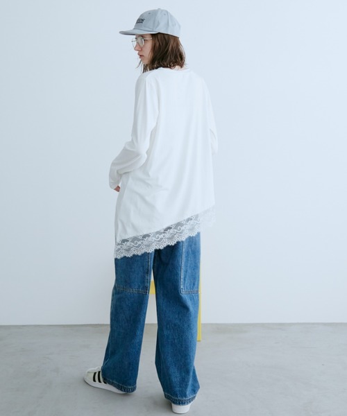Auntie Rosa Holiday(アンティローザホリデー)の「イレギュラーヘムレースロンT(Tシャツ/カットソー・レディース・ブラック/オフホワイト・FREE)」の11枚目の写真