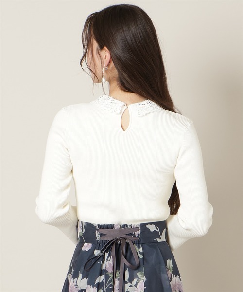 WILLSELECTION（ウィルセレクション）の「リボンレースカラーフレアスリーブニット（ニット/セーター・レディース・ミント/オフホワイト/イエロー/ピンク/ブラック・FREE）」の8枚目の写真