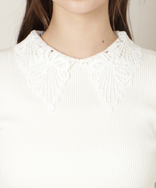 WILLSELECTION（ウィルセレクション）の「リボンレースカラーフレアスリーブニット（ニット/セーター・レディース・ミント/オフホワイト/イエロー/ピンク/ブラック・FREE）」の9枚目の写真