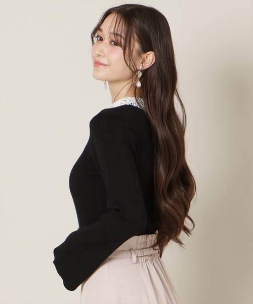 WILLSELECTION（ウィルセレクション）の「リボンレースカラーフレアスリーブニット（ニット/セーター・レディース・ミント/オフホワイト/イエロー/ピンク/ブラック・FREE）」の14枚目の写真