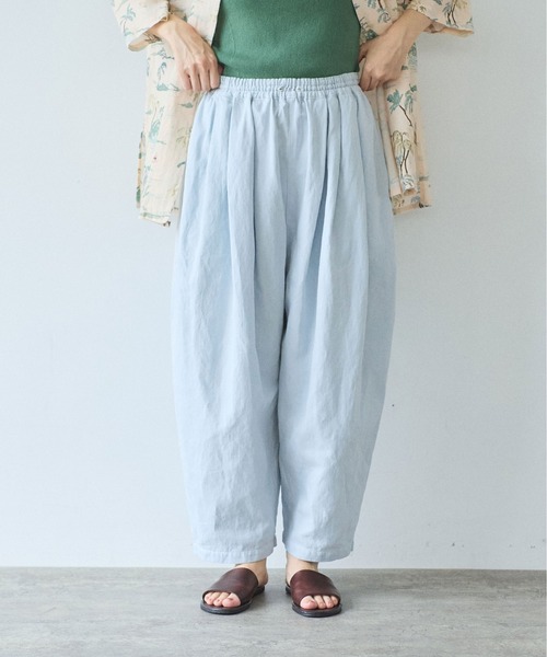 yuni（ユニ　）の「Ccotton/Linen denim wide cocoon パンツ（デニムパンツ・レディース・サックスブルー/ホワイト・FREE）」の2枚目の写真