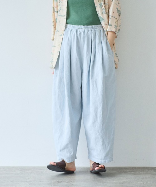 yuni（ユニ　）の「Ccotton/Linen denim wide cocoon パンツ（デニムパンツ・レディース・サックスブルー/ホワイト・FREE）」の5枚目の写真