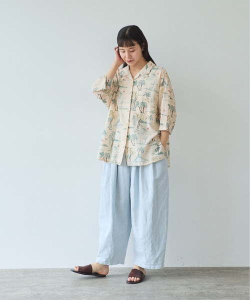 yuni（ユニ　）の「Ccotton/Linen denim wide cocoon パンツ（デニムパンツ・レディース・サックスブルー/ホワイト・FREE）」の6枚目の写真