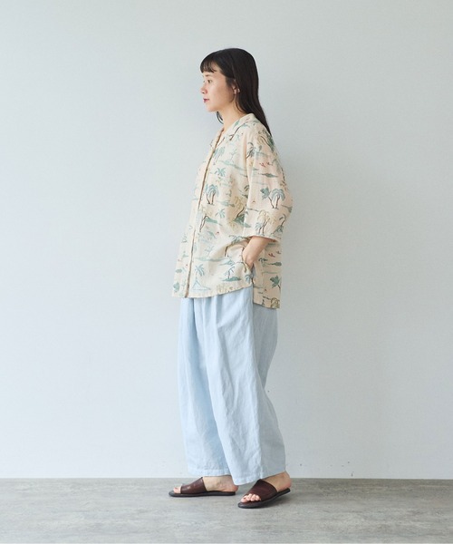 yuni（ユニ　）の「Ccotton/Linen denim wide cocoon パンツ（デニムパンツ・レディース・サックスブルー/ホワイト・FREE）」の7枚目の写真
