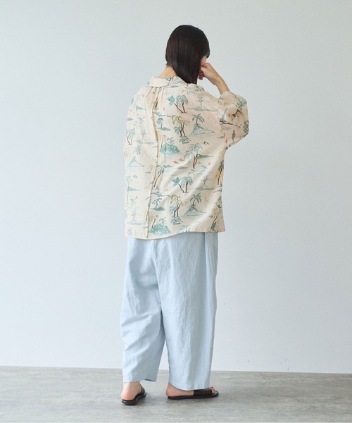 yuni（ユニ　）の「Ccotton/Linen denim wide cocoon パンツ（デニムパンツ・レディース・サックスブルー/ホワイト・FREE）」の9枚目の写真