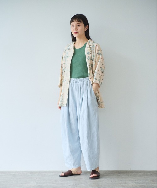 yuni（ユニ　）の「Ccotton/Linen denim wide cocoon パンツ（デニムパンツ・レディース・サックスブルー/ホワイト・FREE）」の3枚目の写真