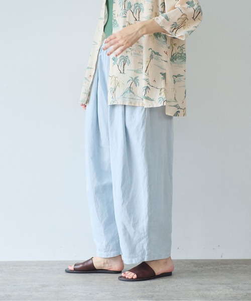 yuni（ユニ　）の「Ccotton/Linen denim wide cocoon パンツ（デニムパンツ・レディース・サックスブルー/ホワイト・FREE）」の8枚目の写真