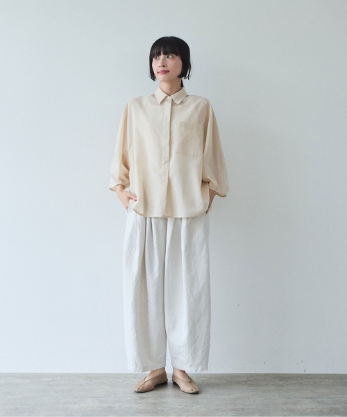 yuni（ユニ　）の「Ccotton/Linen denim wide cocoon パンツ（デニムパンツ・レディース・サックスブルー/ホワイト・FREE）」の10枚目の写真