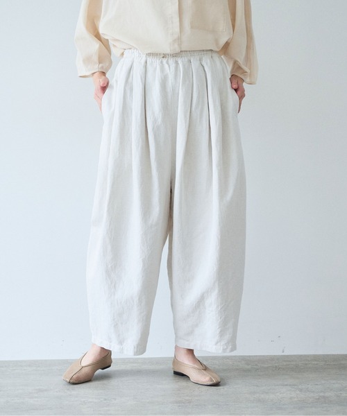 yuni（ユニ　）の「Ccotton/Linen denim wide cocoon パンツ（デニムパンツ・レディース・サックスブルー/ホワイト・FREE）」の15枚目の写真