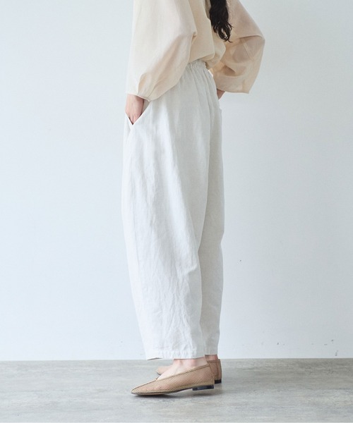 yuni（ユニ　）の「Ccotton/Linen denim wide cocoon パンツ（デニムパンツ・レディース・サックスブルー/ホワイト・FREE）」の17枚目の写真