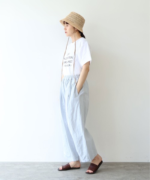yuni(ユニ )の「Ccotton/Linen denim wide cocoon パンツ(デニムパンツ・レディース・サックスブルー/ホワイト/ネイビー・FREE)」の22枚目の写真