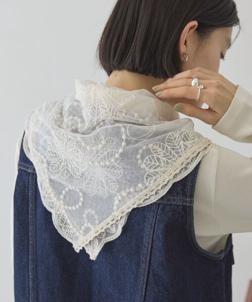 AMERICAN HOLIC(アメリカンホリック)の「チュールレース スカーフ(バンダナ/スカーフ・レディース・オフホワイト・FREE)」の6枚目の写真