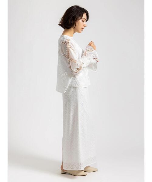 Te chichi（テチチ）の「【Atelier ChouChou】パネルレースナロースカート(セットアップ可)（スカート・レディース・オフホワイト・F）」の4枚目の写真