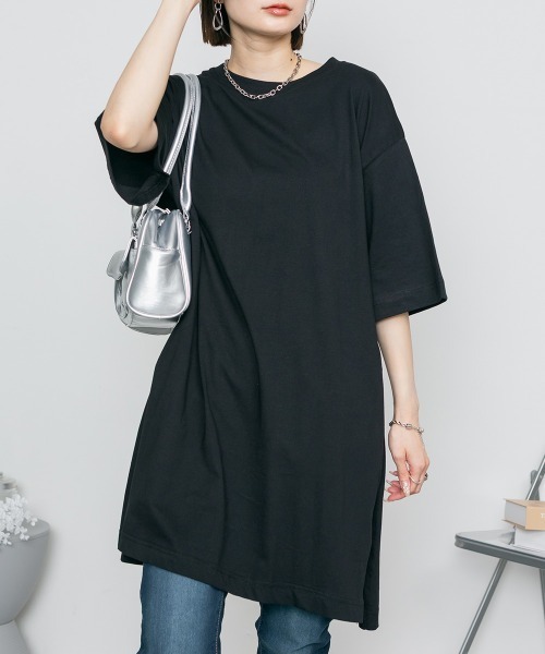 M-5L サイドスリット チュニックTシャツ（チュニック）｜aity