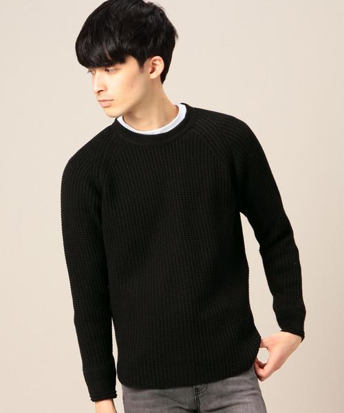 BEAUTY&YOUTH UNITED ARROWS(ビューティーアンドユースユナイテッドアローズ)の「BY コットン ワッフル クルーネック ニット◆(ニット/セーター・メンズ・ホワイト/ブラック/オリーブ・MEDIUM/LARGE/X-LARGE/SMALL)」の1枚目の写真