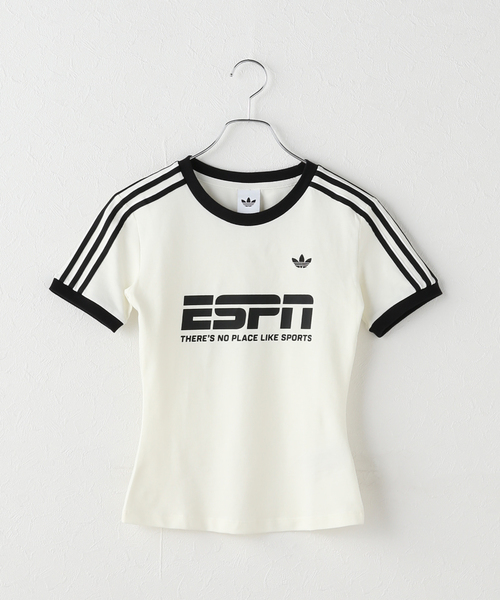 adidas Originals(アディダスオリジナルス)の「adidas / アディダス COTTON CALI TEE WITH SPONSOR(Tシャツ/カットソー・レディース・ブラック/アイボリー・MEDIUM)」の2枚目の写真