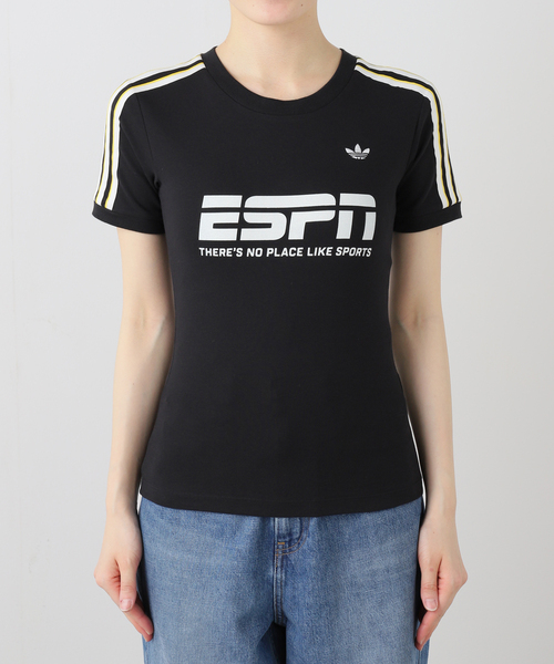 adidas Originals(アディダスオリジナルス)の「adidas / アディダス COTTON CALI TEE WITH SPONSOR(Tシャツ/カットソー・レディース・ブラック/アイボリー・MEDIUM)」の3枚目の写真