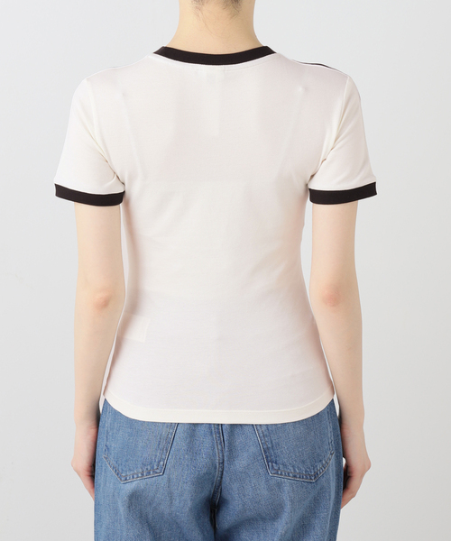 adidas Originals(アディダスオリジナルス)の「adidas / アディダス COTTON CALI TEE WITH SPONSOR(Tシャツ/カットソー・レディース・ブラック/アイボリー・MEDIUM)」の6枚目の写真