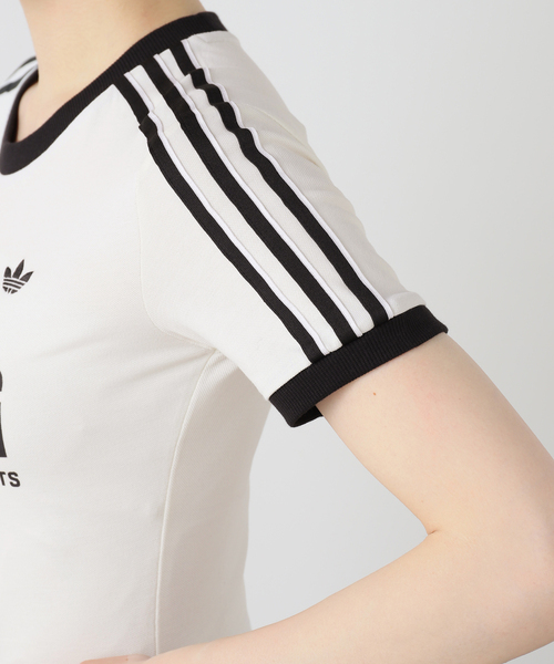 adidas Originals(アディダスオリジナルス)の「adidas / アディダス COTTON CALI TEE WITH SPONSOR(Tシャツ/カットソー・レディース・ブラック/アイボリー・MEDIUM)」の7枚目の写真