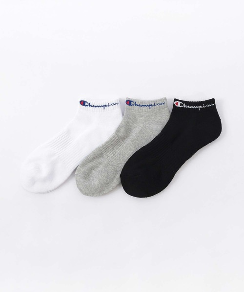 Champion(チャンピオン)の「【3足セット】Champion レディース メンズ スクリプトロゴ 消臭糸使用 足底パイル アーチサポート スニーカー丈 ソックス 92897504(ソックス/靴下・メンズ・ブラック/その他3/その他2・M/S/L)」の2枚目の写真