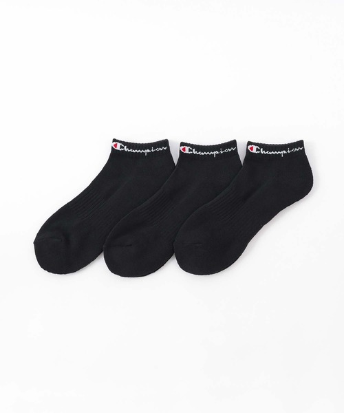 Champion(チャンピオン)の「【3足セット】Champion レディース メンズ スクリプトロゴ 消臭糸使用 足底パイル アーチサポート スニーカー丈 ソックス 92897504(ソックス/靴下・メンズ・ブラック/その他3/その他2・M/S/L)」の1枚目の写真