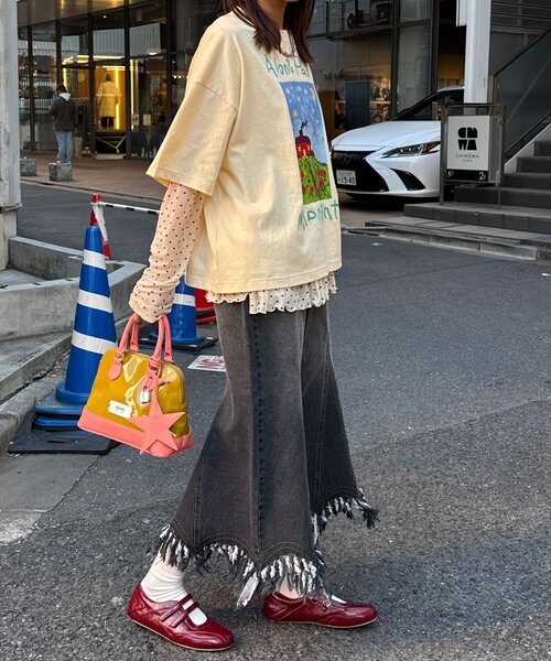 CIAOPANIC（チャオパニック）の「ナイトハウスプリントボックスTシャツ（Tシャツ/カットソー・レディース・ネイビー/ベージュ/ホワイト・FREE）」の6枚目の写真