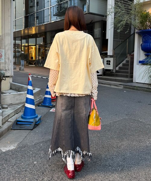 CIAOPANIC（チャオパニック）の「ナイトハウスプリントボックスTシャツ（Tシャツ/カットソー・レディース・ネイビー/ベージュ/ホワイト・FREE）」の7枚目の写真