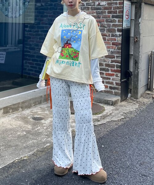 CIAOPANIC（チャオパニック）の「ナイトハウスプリントボックスTシャツ（Tシャツ/カットソー・レディース・ネイビー/ベージュ/ホワイト・FREE）」の11枚目の写真