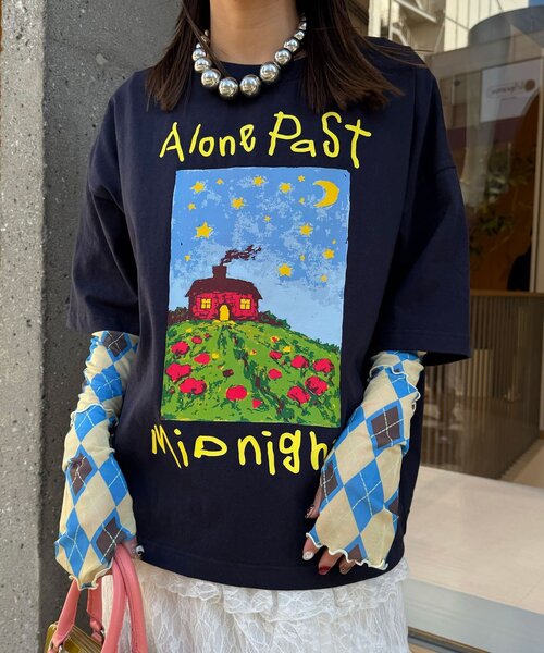 CIAOPANIC（チャオパニック）の「ナイトハウスプリントボックスTシャツ（Tシャツ/カットソー・レディース・ネイビー/ベージュ/ホワイト・FREE）」の17枚目の写真