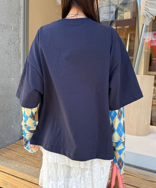 CIAOPANIC（チャオパニック）の「ナイトハウスプリントボックスTシャツ（Tシャツ/カットソー・レディース・ネイビー/ベージュ/ホワイト・FREE）」の19枚目の写真