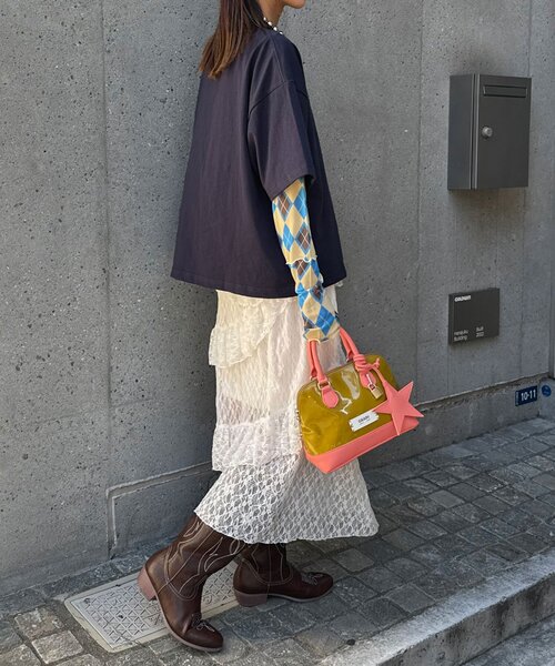 CIAOPANIC（チャオパニック）の「ナイトハウスプリントボックスTシャツ（Tシャツ/カットソー・レディース・ネイビー/ベージュ/ホワイト・FREE）」の21枚目の写真