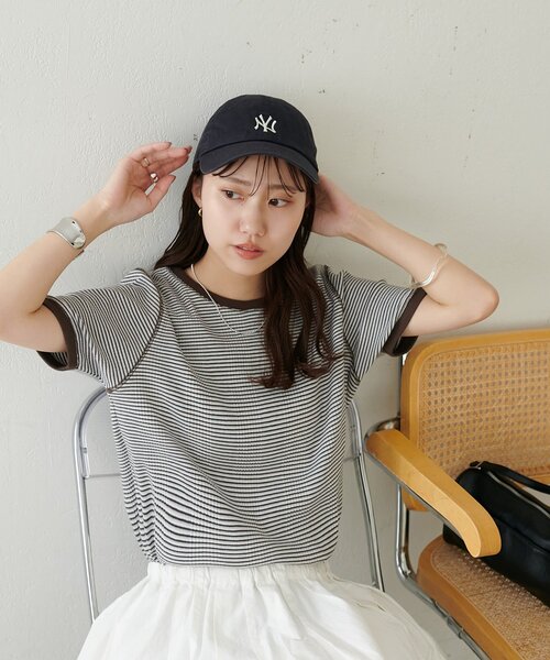 DISCOAT（ディスコート）の「リンガーボーダー5分袖（Tシャツ/カットソー・レディース・ボルドー/ブラウン/ブラック/オフホワイト・FREE）」の19枚目の写真