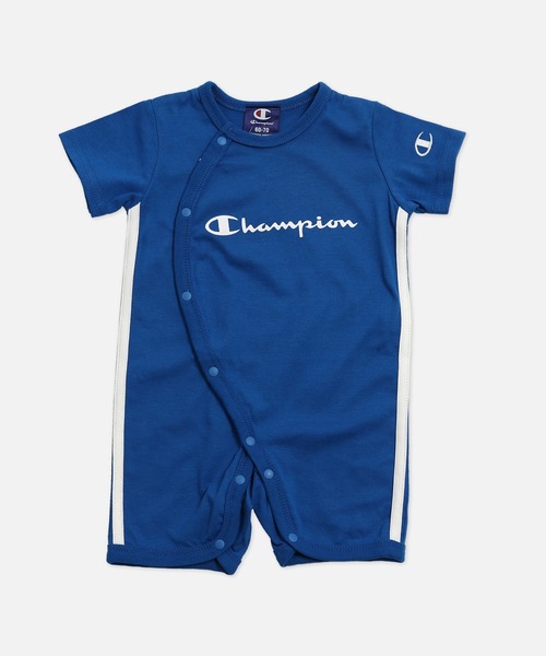 Champion（チャンピオン）の「〈チャンピオン〉脇ライン半袖ミニカバーオール（ロンパース・キッズ・ブルー/クリーム/ブラック・50-60cm/60-70cm）」の4枚目の写真