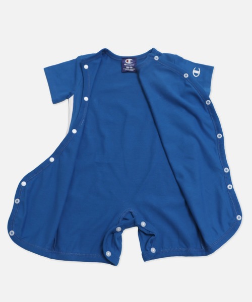 Champion（チャンピオン）の「〈チャンピオン〉脇ライン半袖ミニカバーオール（ロンパース・キッズ・ブルー/クリーム/ブラック・50-60cm/60-70cm）」の6枚目の写真